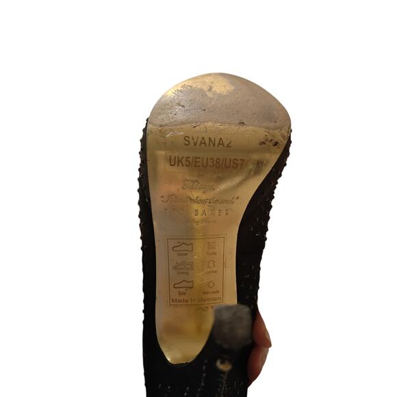 Ted Baker Svana Embellished Crystals Pump Peep-toe Shoes Heels Platform Size 7 - Picture 7 of 8